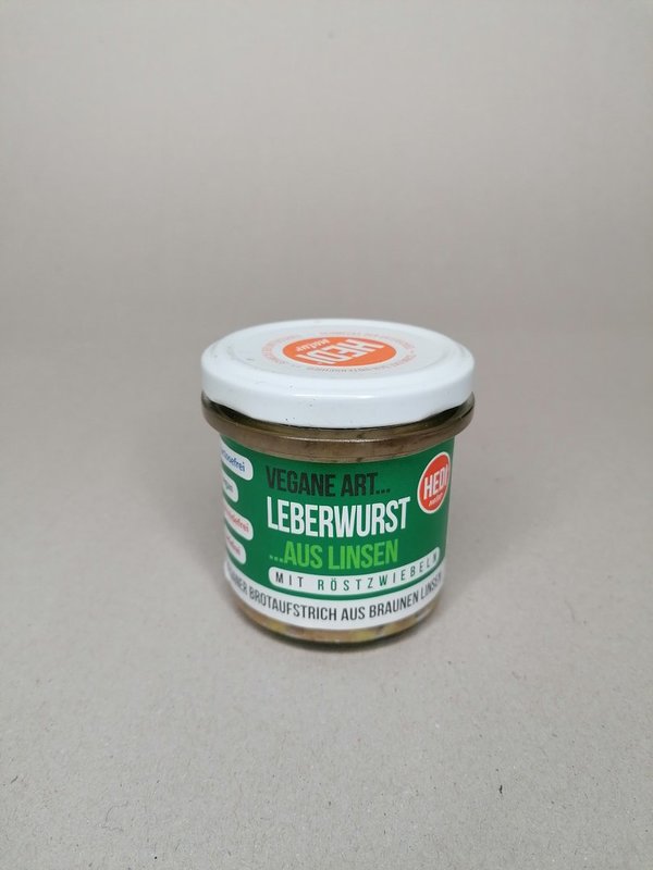 Brotaufstrich Leberwurst m. Röstzwiebeln aus Linsen vegan (140g)